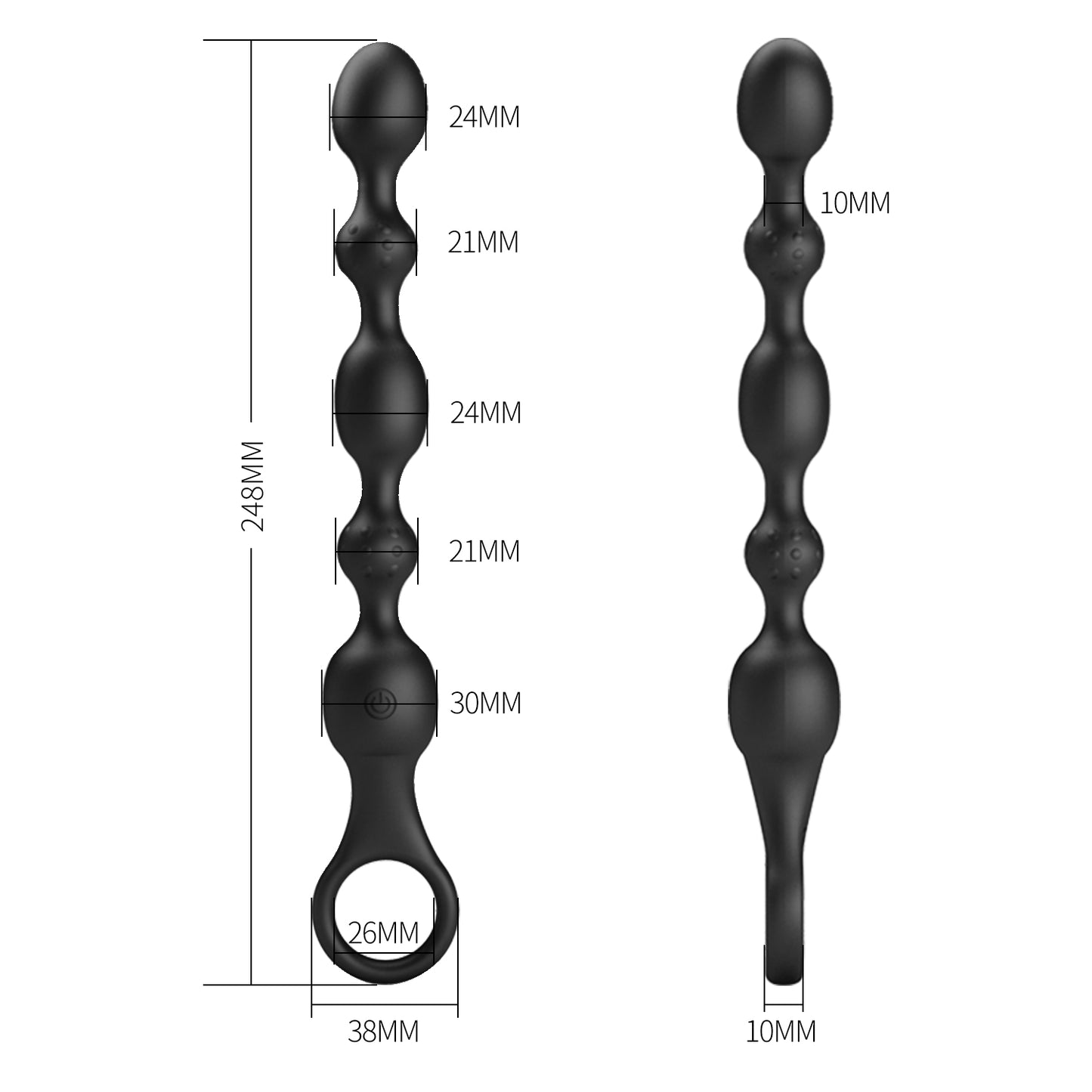 10-Mode Beaded Anal Vibrator – USB Rechargeable Silicone Butt Plug for P-Spot or G-Spot Stimulation