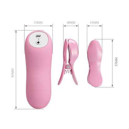Adjustable Vibrating Nipple Clamps – 7 Vibration Modes & 3-Level Electro Stimulation for Intense Pleasure