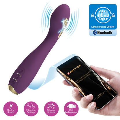 App-Controlled Electro-Stim Vibrator – Rechargeable, Soft Silicone, Powerful Shocks & Vibrations