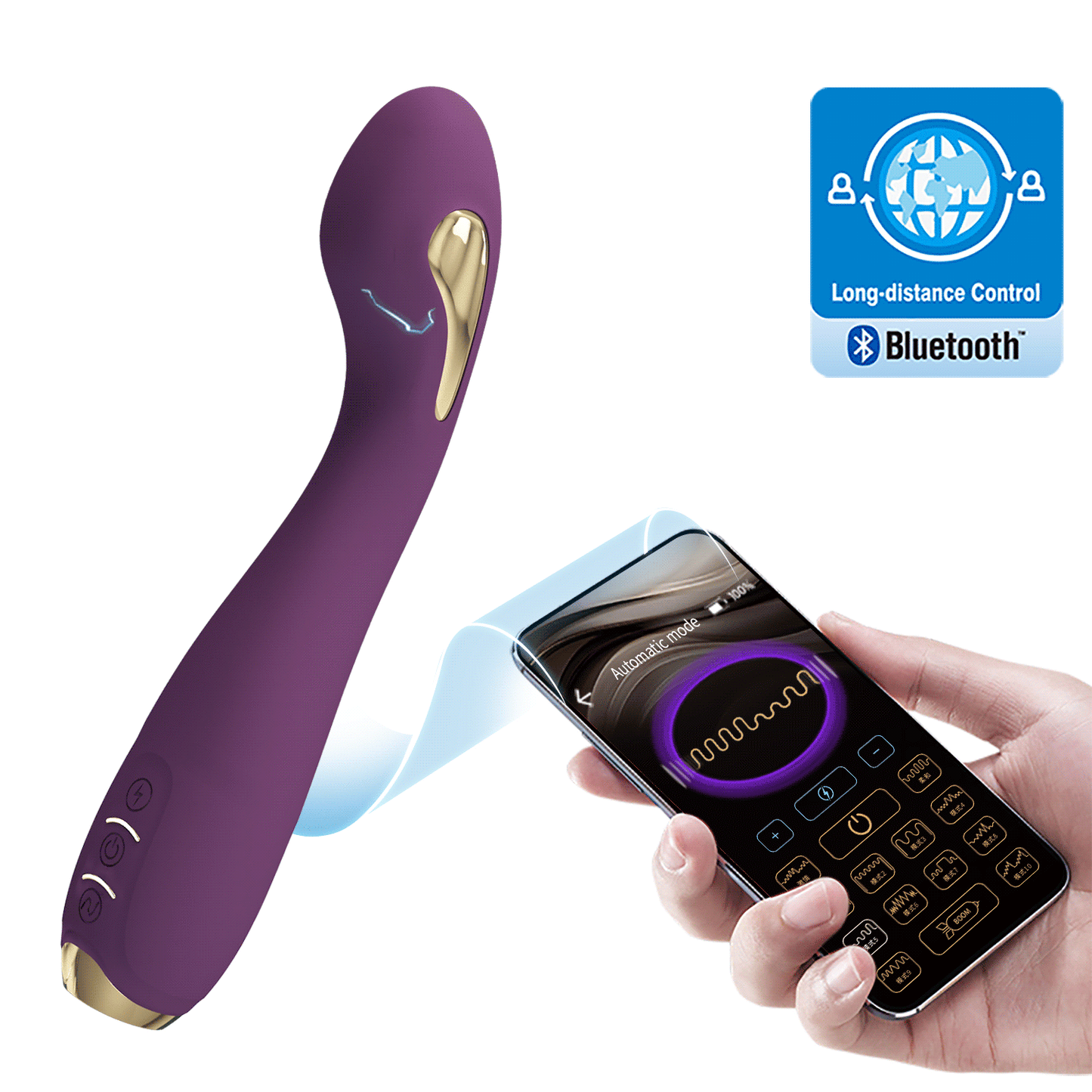 App-Controlled Electro-Stim Vibrator – Rechargeable, Soft Silicone, Powerful Shocks & Vibrations