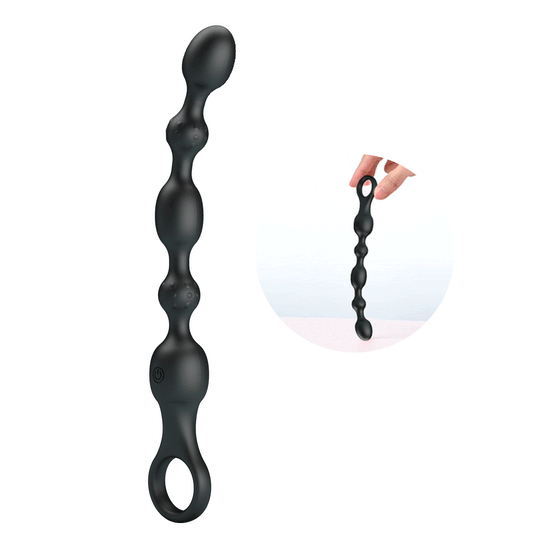 10-Mode Beaded Anal Vibrator – USB Rechargeable Silicone Butt Plug for P-Spot or G-Spot Stimulation
