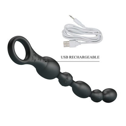 10-Mode Beaded Anal Vibrator – USB Rechargeable Silicone Butt Plug for P-Spot or G-Spot Stimulation