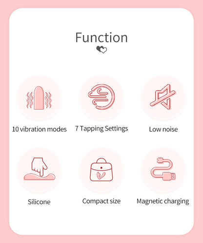 Clitoral Stimulator -10 Vibration Modes & 7 Tapping Settings | Waterproof Silicone Design