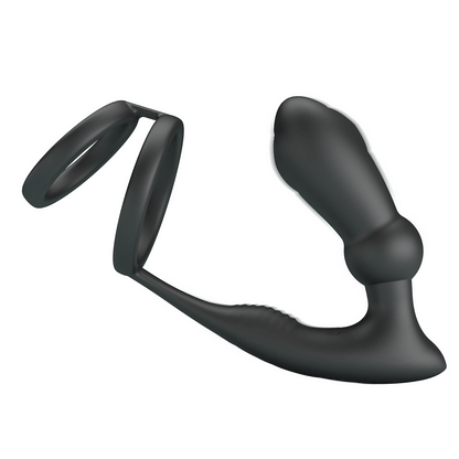 12-Mode Vibrating Prostate Plug with Cock & Ball Ring – Dual Stimulation Toy for Men