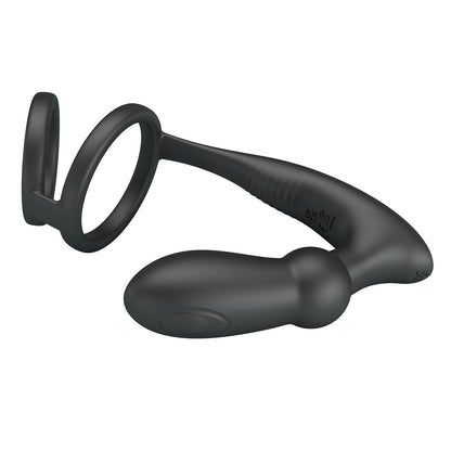 12-Mode Vibrating Prostate Plug with Cock & Ball Ring – Dual Stimulation Toy for Men
