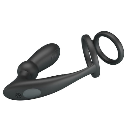 12-Mode Vibrating Prostate Plug with Cock & Ball Ring – Dual Stimulation Toy for Men