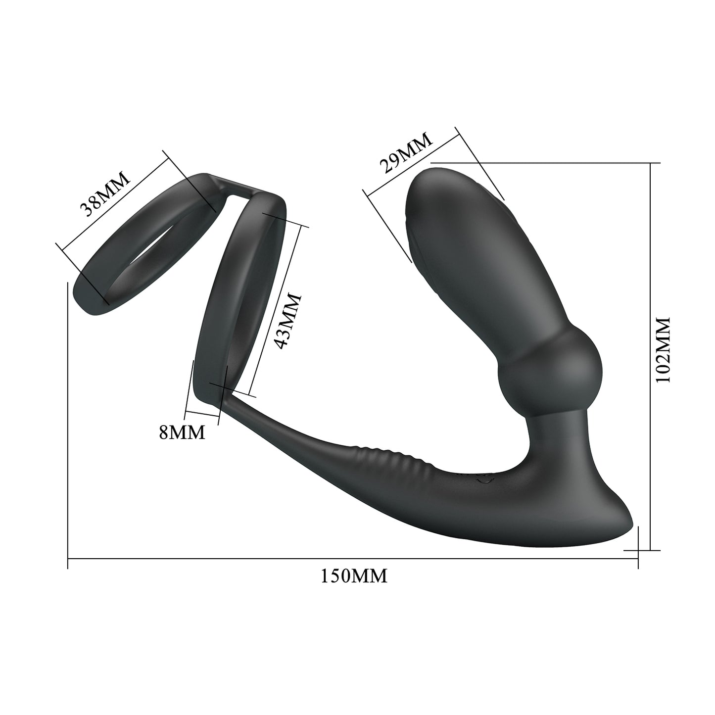 12-Mode Vibrating Prostate Plug with Cock & Ball Ring – Dual Stimulation Toy for Men